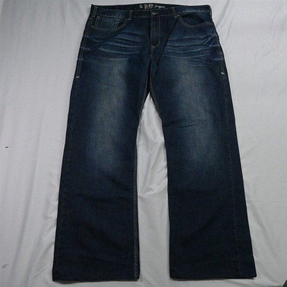 B Tuff 42 x 32 Country Road Bootcut Dark Wash Bold Stitch‎ Denim Jeans - Picture 1 of 7